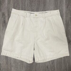 VTG Polo Ralph Lauren Shorts Mens 34 Khaki Tan Pleated Chino Cotton Trouser